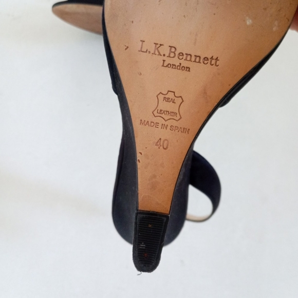 LK Bennett black satin strappy wedge heels - Picture 11 of 12